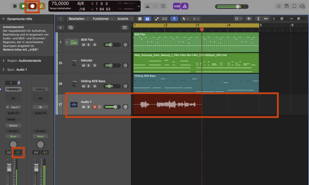 Recording in Apple Logic Pro