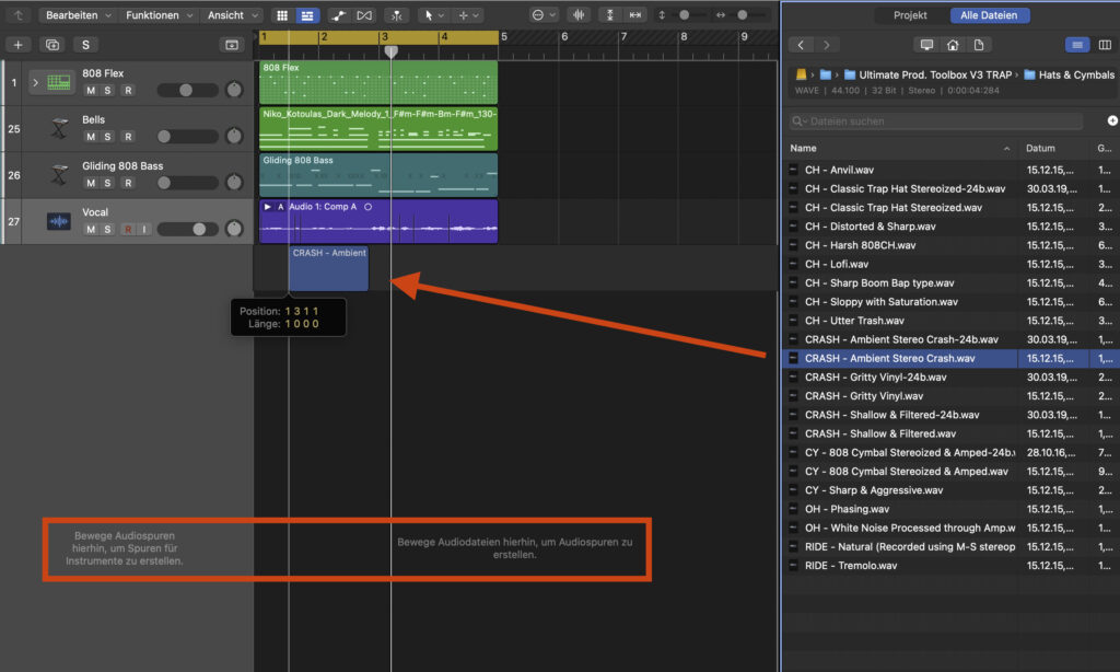 Audio-Import in Apple Logic Pro 