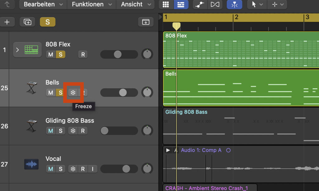 Freeze in Apple Logic Pro