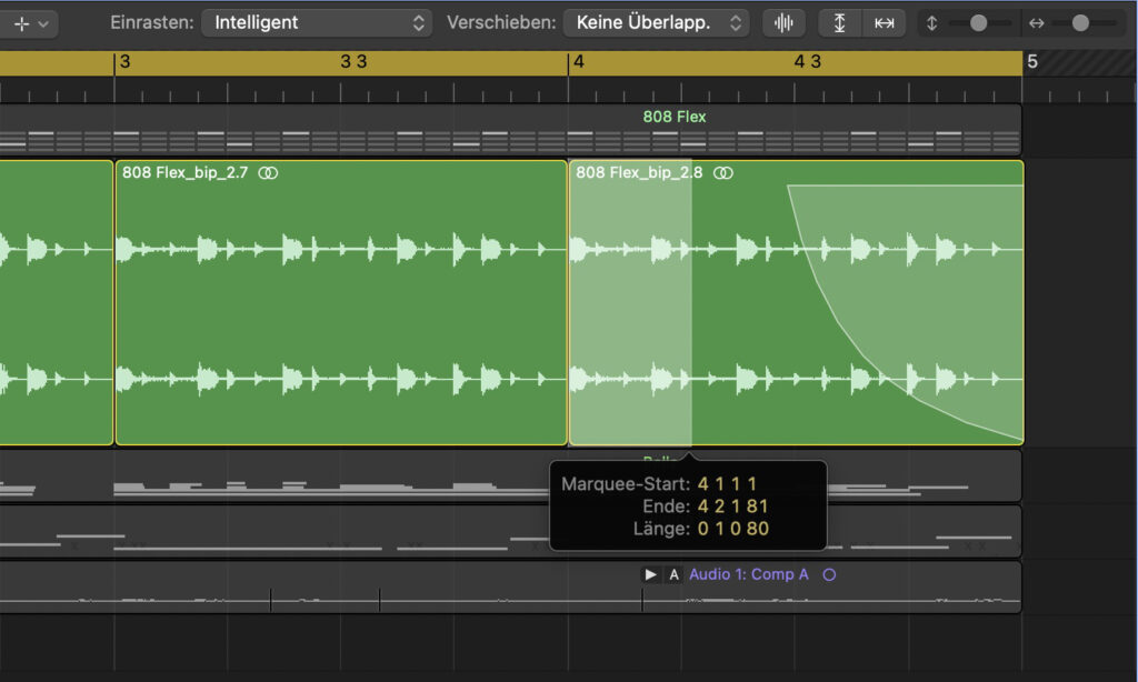 Marquee-Werkzeug in Apple Logic Pro