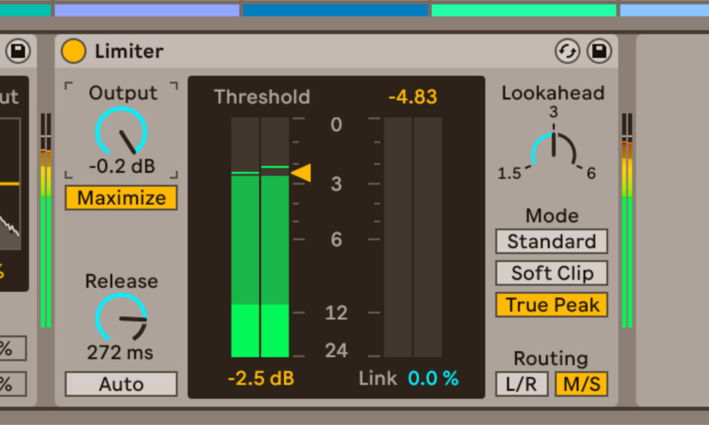 DAW Ableton Live 12.1 mit überarbeitetem Audioeffekt Limiter