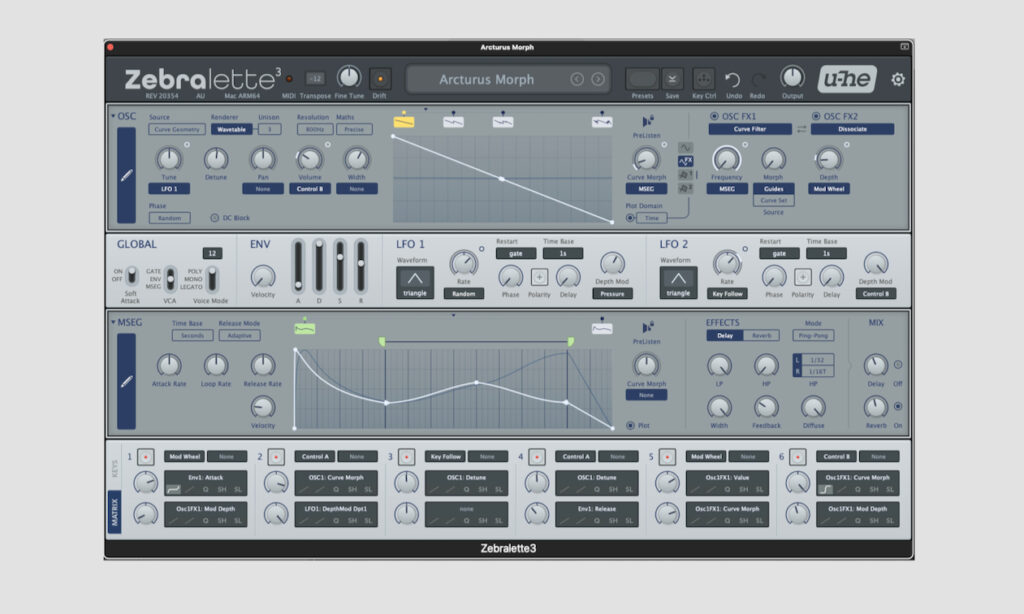 Zebralette 3.0 RC 20354 Mac mit Modulationsmatrix Screenshot (Bildquelle: Sven Rosswog)