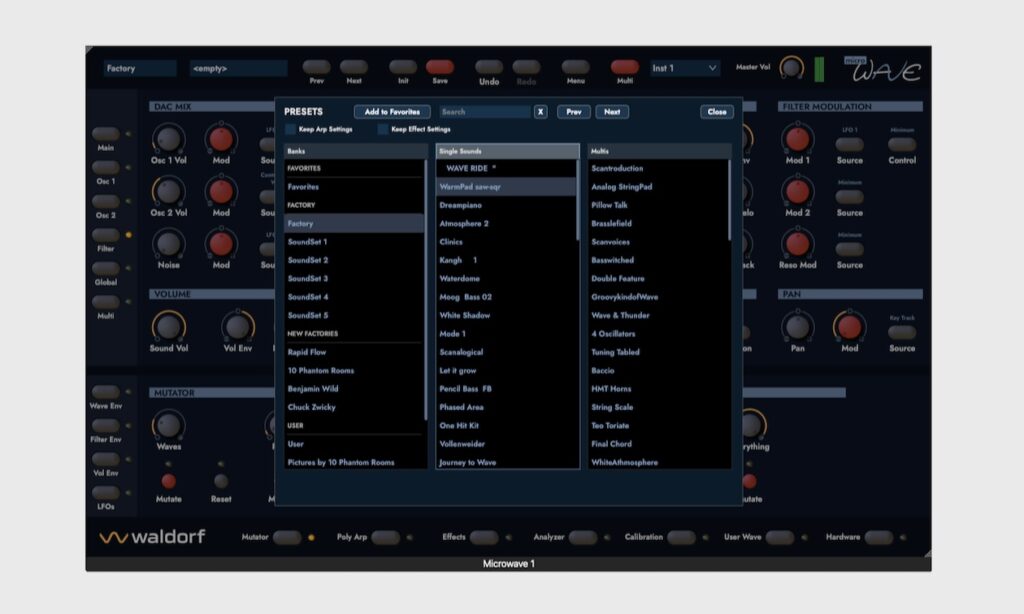 Microwave Preset Browser (Bildquelle: Waldorf Music)