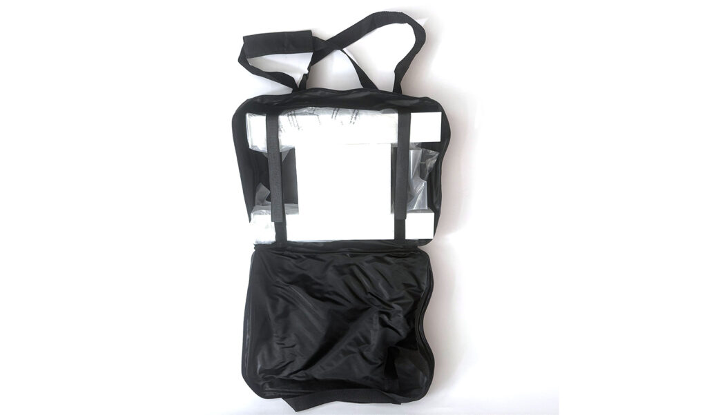 Ein Blick in die Tasche der Monitorstative