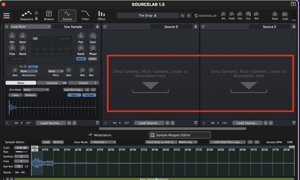 SourceLab 1.5 Sample Import via Drag and Drop