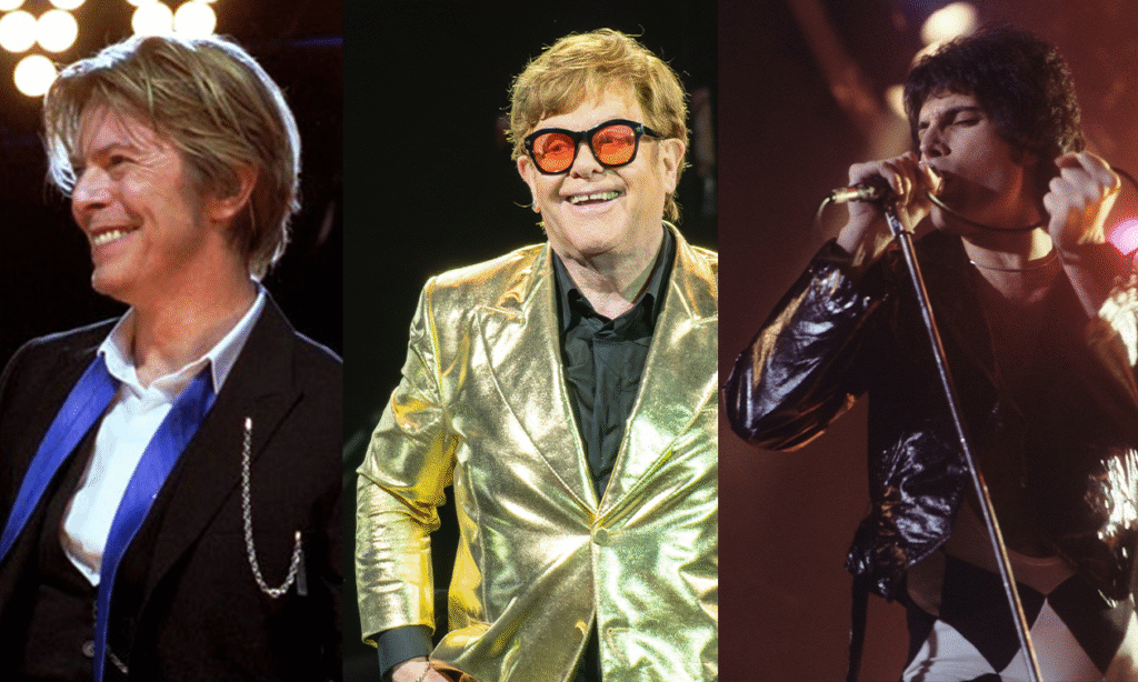 David Bowie, Elton John und Freddie Mercury