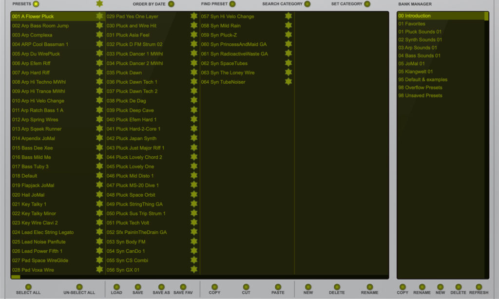 Rob Papen WirePluck: Presets.