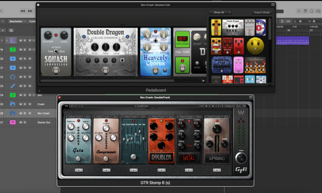 Pedalboards von Apple Logic Pro und Waves GTR Stomp 6