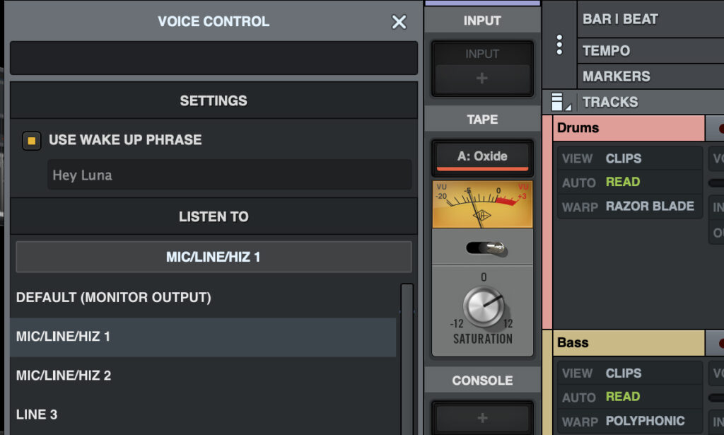 LUNA v1.9 Voice Control Input
