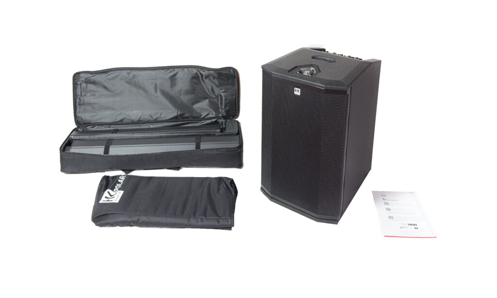 Im Lieferumfang sind praktische Transporttaschen für Säulenteile und Subwoofer vorhanden
