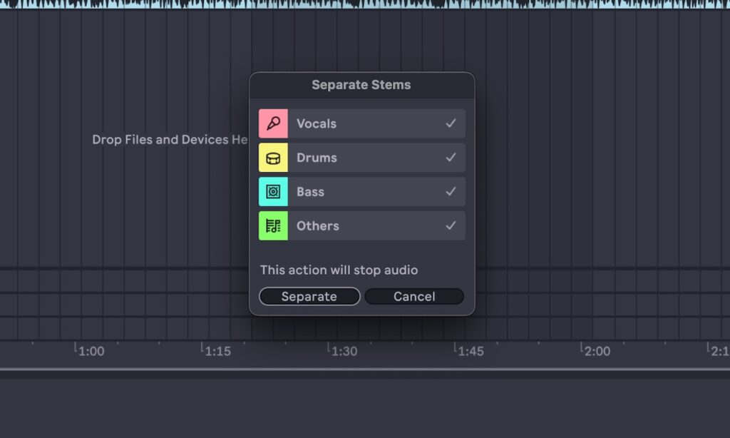 Ableton 12.3 Stems (Bildquelle: Ableton)