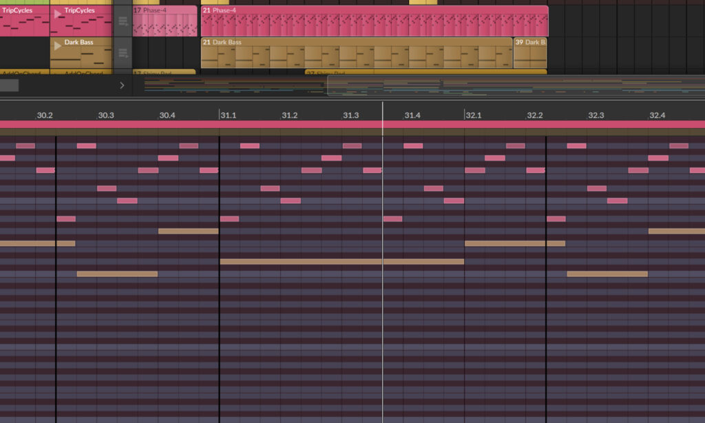 Layer-Editing in Bitwig
