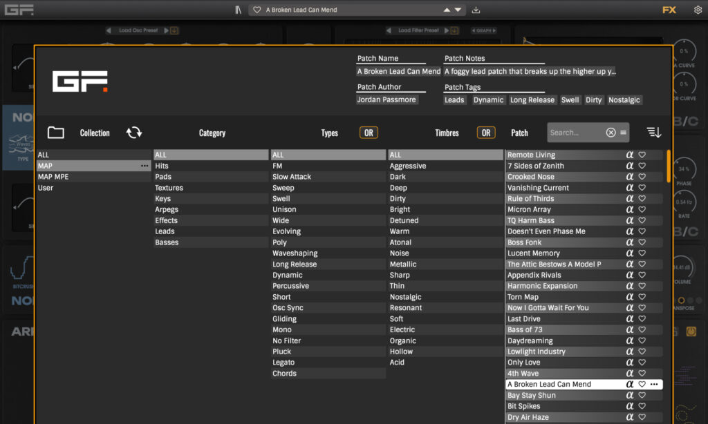 GForce Map: Presets.