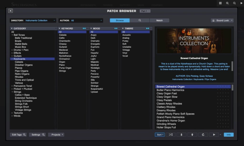 Omnisphere 3 Patch-Browser (Bildquelle: Spectrasonics)
