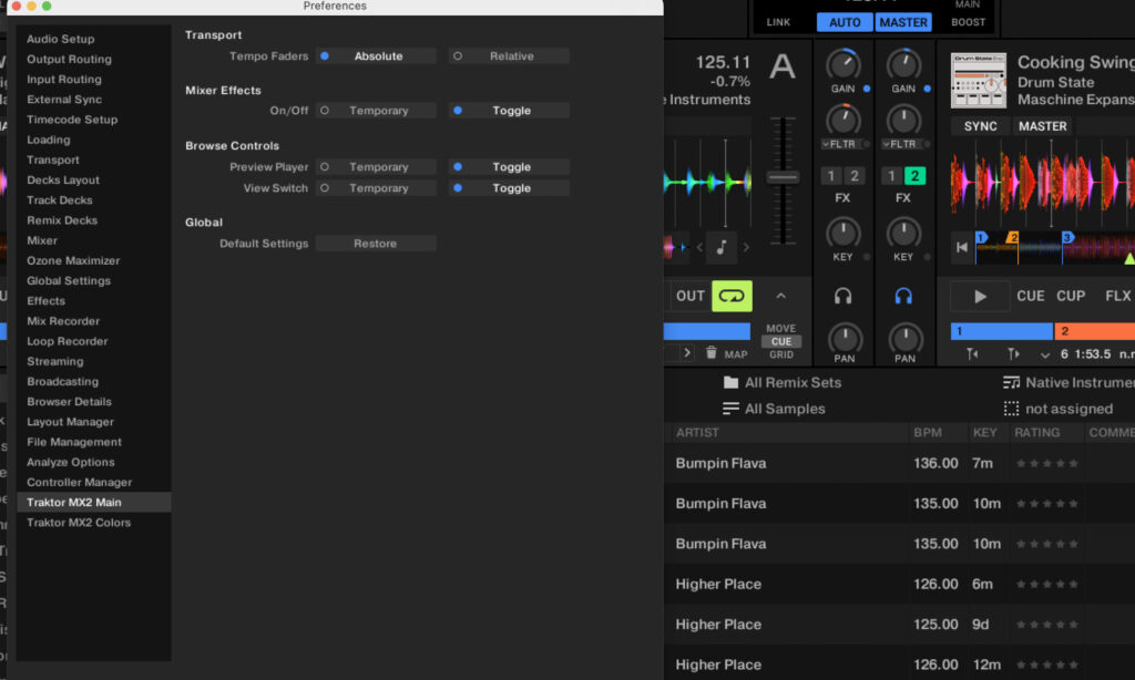 Farbanpassung beim Native Instruments Traktor MX2