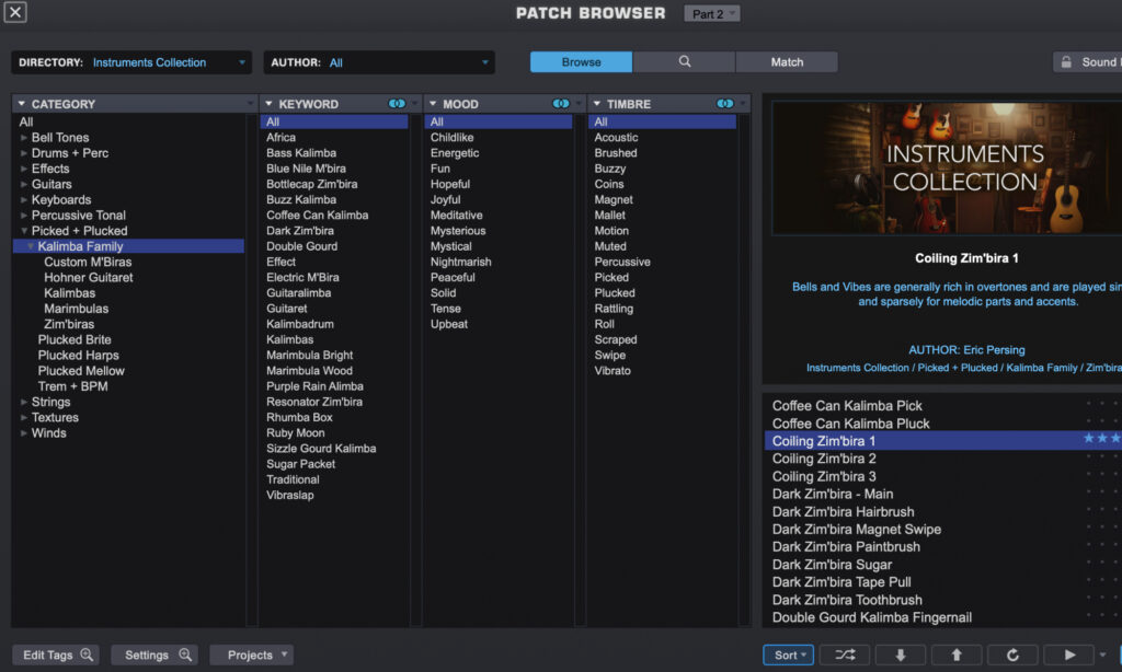 Spectrasonics Omnisphere: Browser.