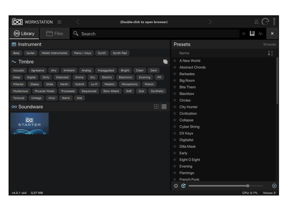 Der moderne Browser der UVI Workstation.