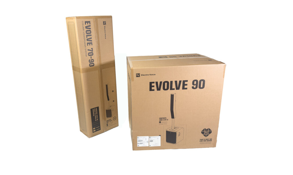 Das EV EVOLVE 70 und 90 wird in recycelter Kartonage geliefert