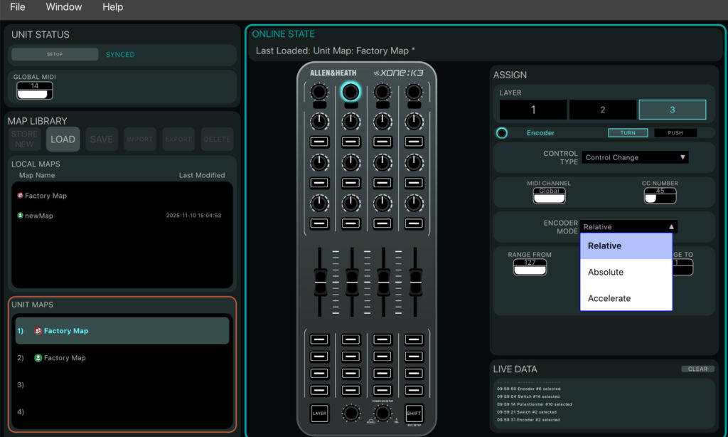 Allen & Heath Xone Configuration Tool - Encoder