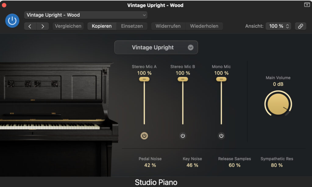 Upright Piano: Apple Logic.