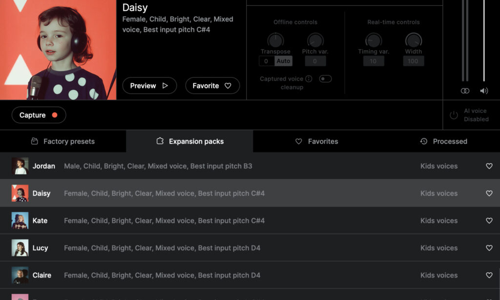 Sonarworks SoundID Voice AI: Modelle.