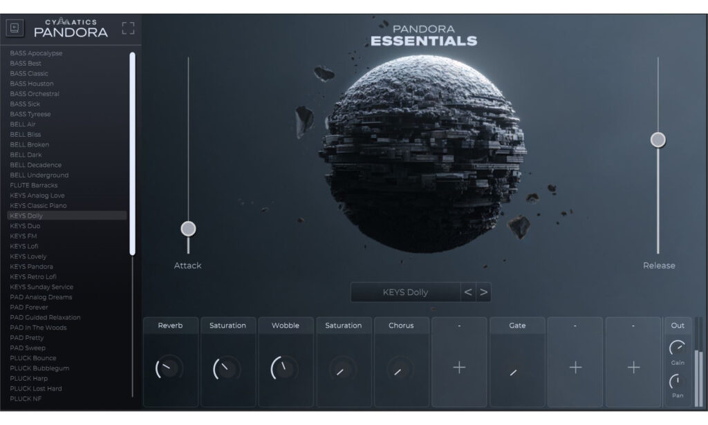 Cymatics Pandora Essentials Plugin Test Bedienoberfläche