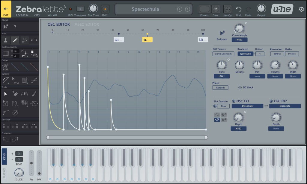 Der OSC-Editor mit seinen zahlreichen Bearbeitungsoptionen.