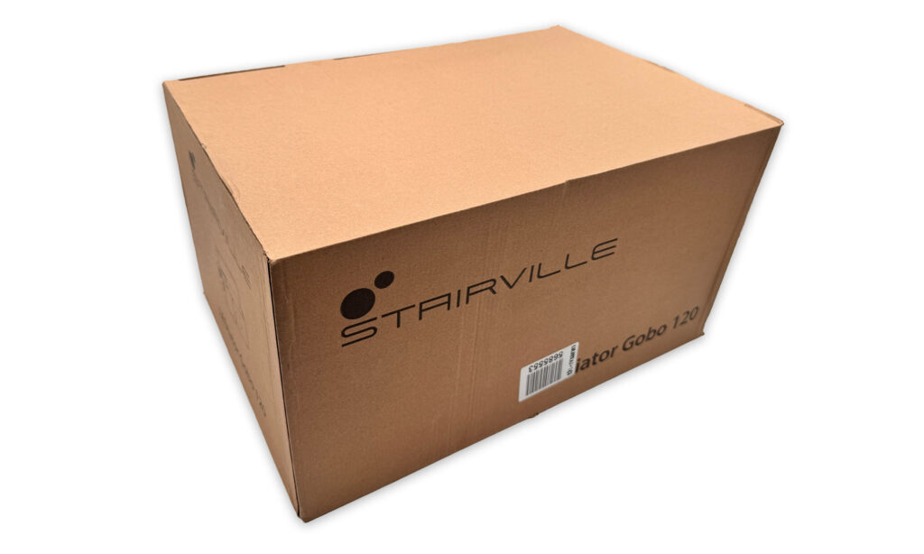 Im klassischen braunen Karton kommt Stairville LEDiator Gobo 120 bei mir an