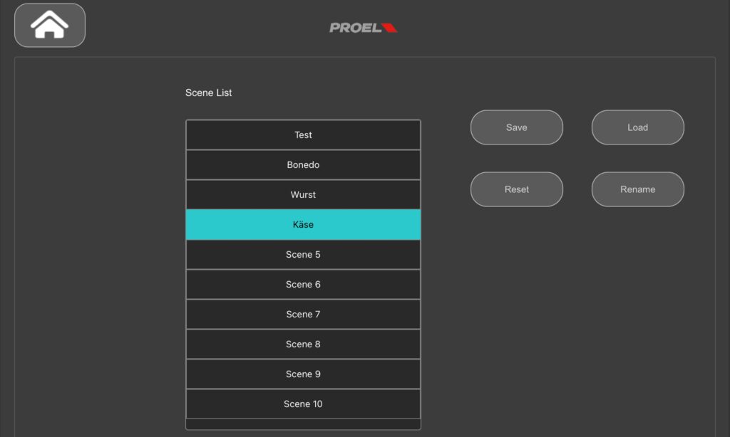 Die Szenensteuerung kennt auch Umlaute