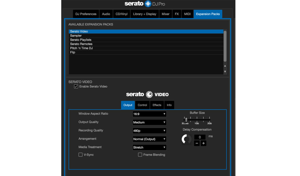 Serato DJ Pro Setup Expansion Packs: Hier sind die gebuchten Expansion Packs gelistet