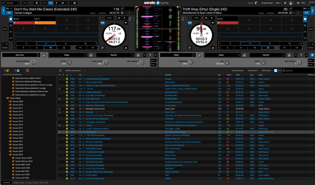 Die Effekte können auch von ihren Parametern angepasst werden