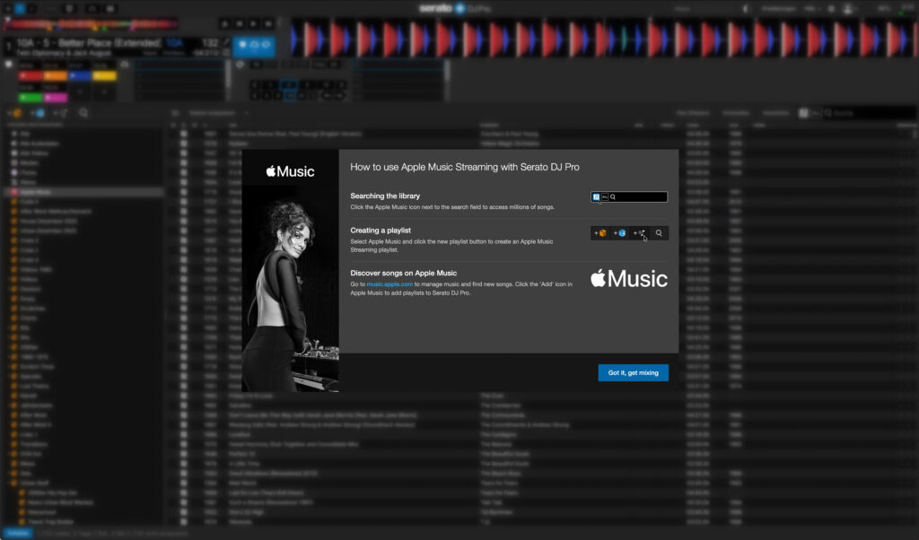 Das Fenster ploppt mit dem registrierten Apple Music auf