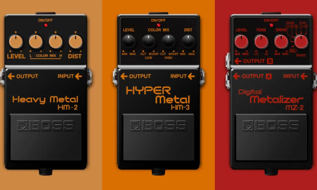 HM-3 HEAVY Metal, MZ-2 Digital Metalizer und HM-3 HYPER Metal (Bildquelle: BOSS)
