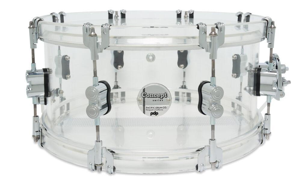 PDP 14" x 6,5" Snaredrum mit Acrylkessel und DW MAG Throwoff
