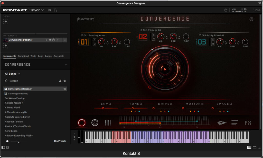 Bedienoberfläche von Convergence