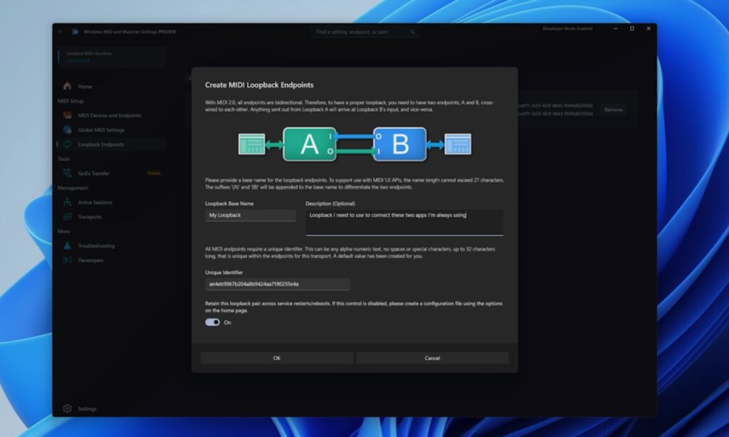  Create MIDi Loopback Endpoints (Bildquelle: Micorsoft)