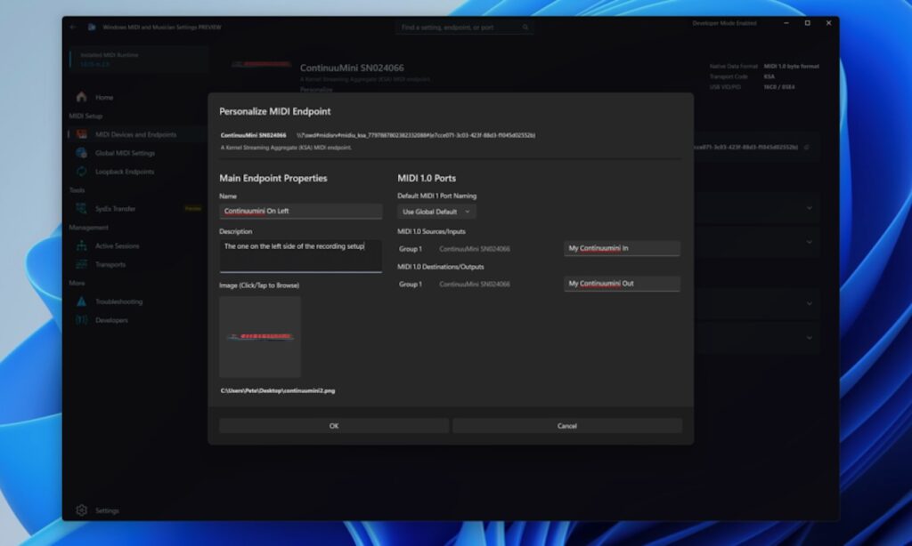 Personalize MIDI Endpoint (Bildquelle: Microsoft)