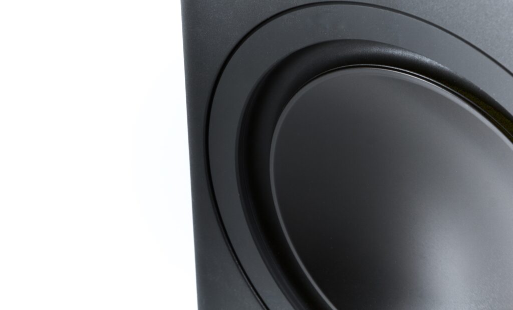 Detailansicht eines der beiden 8-Zoll-Woofer der Palmer Orbit 11