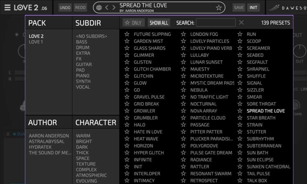 Dawesome Love 2: Presets.