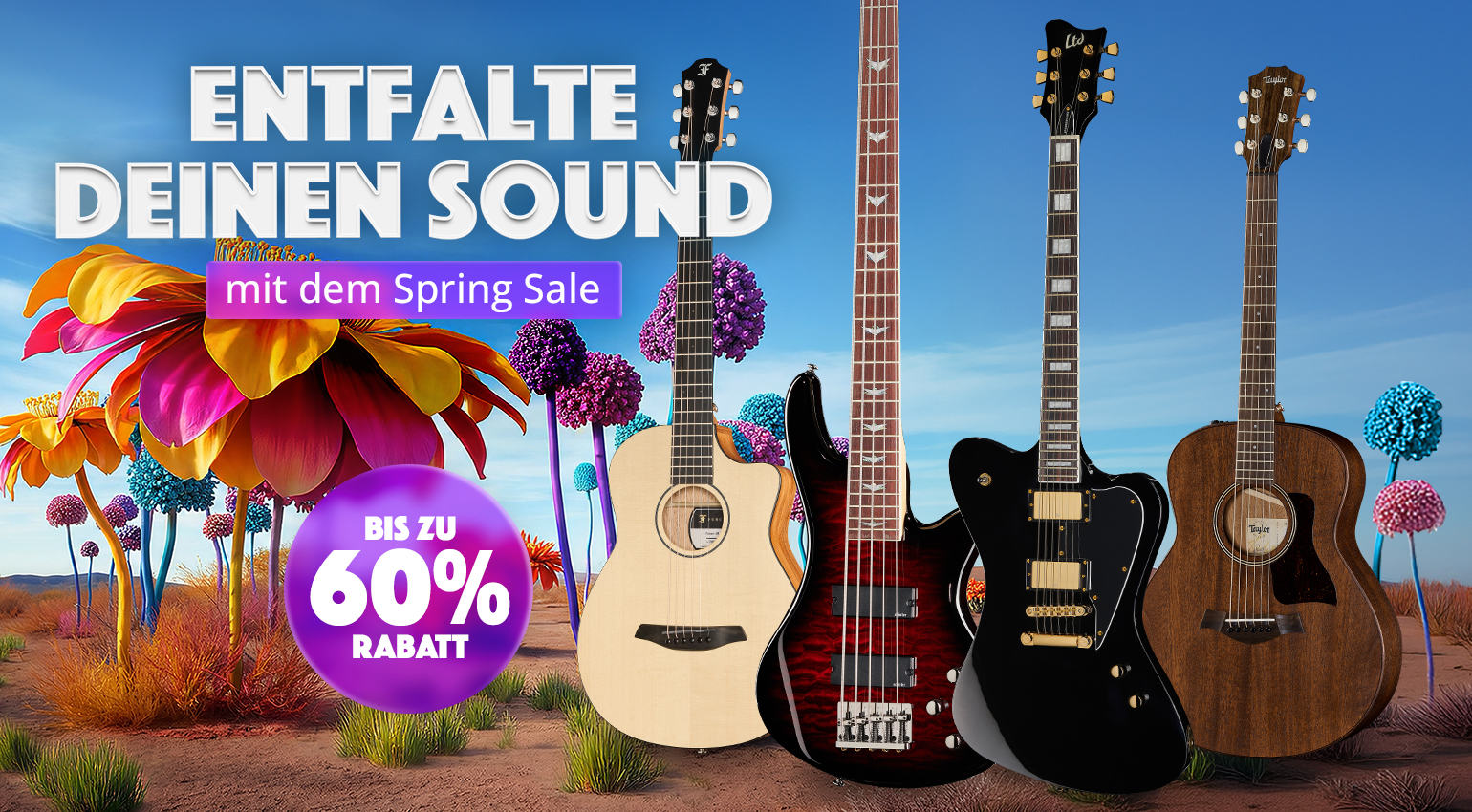 Thomann Spring Sale 2026: E-Gitarren, E-Bässe und Akustikgitarren bis zu 50 % reduziert! 