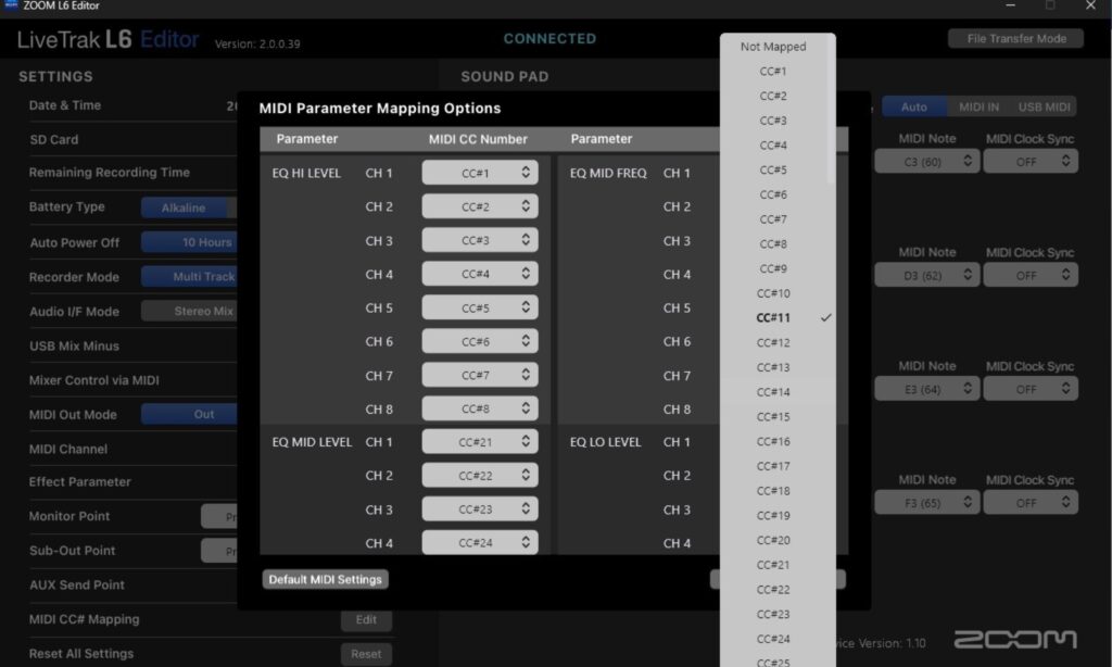 Manche Einstellungen wie die MIDI-Parameter-Zuweisung lassen sich nur in der Editor-Software vornehmen