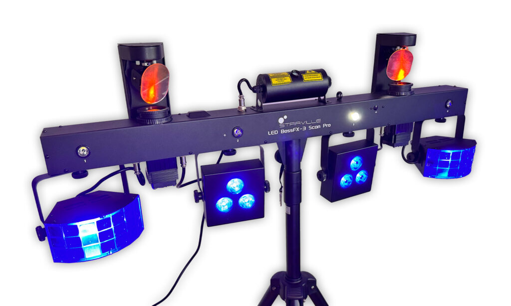 Verschiedene Auto-Shows beherbergt die Stairville BossFX-3 Scan Pro Bar