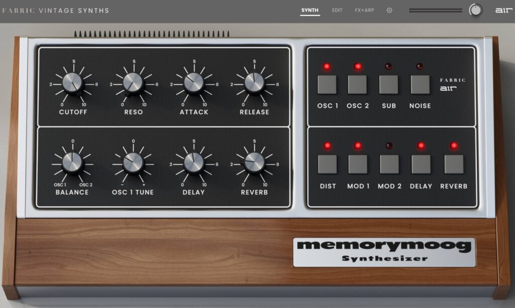 Air Music Technology Fabric Vintage Synths Vol 1: Synth Page.