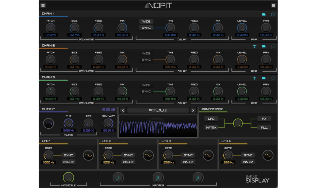 Inear Display Incipit Plugin Test Bedienoberfläche
