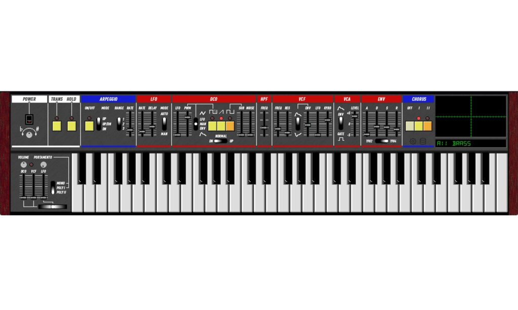 Besonders die Optik des KR-106 deutet auf eine Verwandtschaft zum Juno-6 hin.