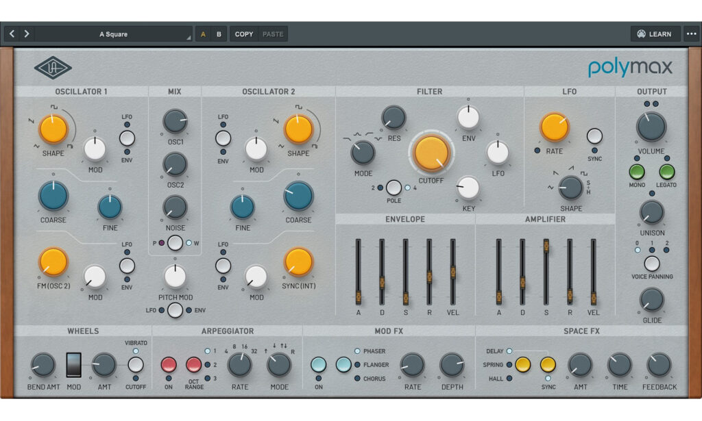 Trotz vieler Module und Parameter ist das GUI des PolyMAX Synth übersichtlich gestaltet.