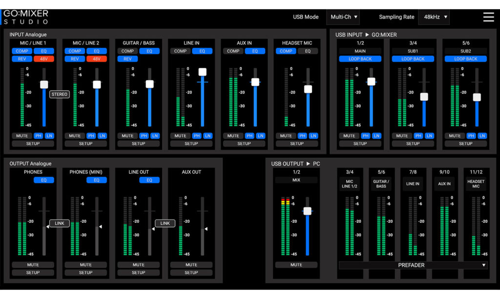 Roland Go:Mixer Studio Editor Software Mixer Screenshot