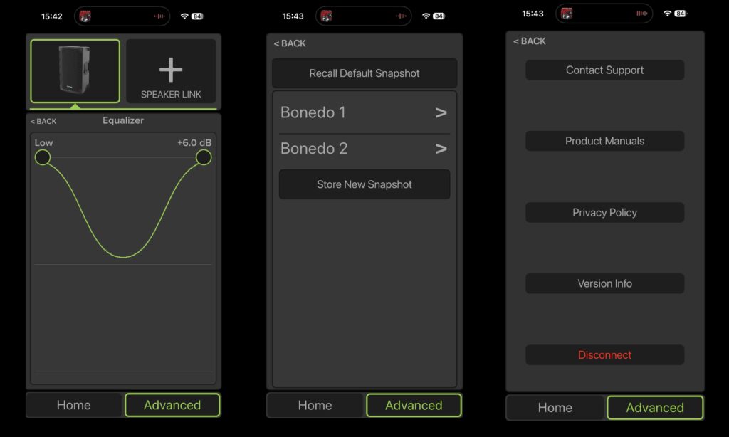 Einige Funktionen wie EQ und Speicherplätze lassen sich nur über die App verwalten