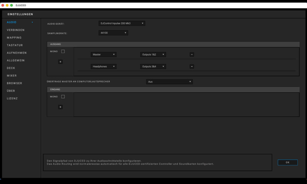 Bildergalerie DJUCED Settings