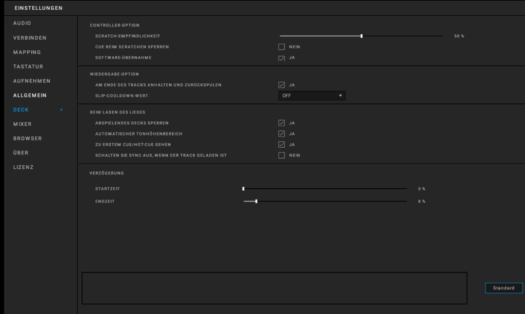 Bildergalerie DJUCED Settings